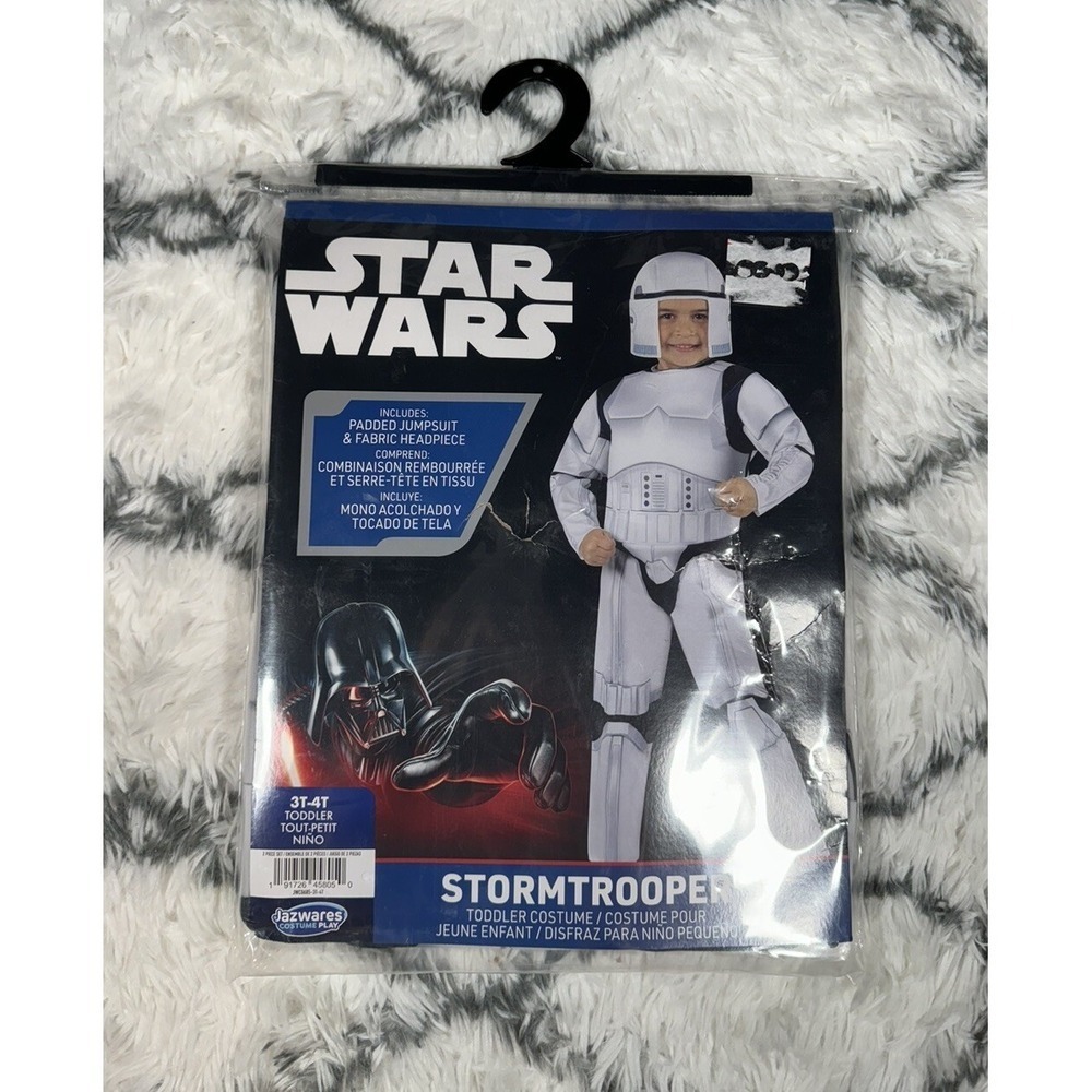 STAR WARS Stormtrooper Padded Jumpsuit Headpiece Costume Toddler 3T-4T *NEW*